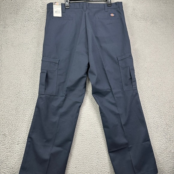 Dickies Mens Cargo Work Pants 40X32 Dark Blue‎ Flat Front Straight Workwear NEW - Picture 1 of 11